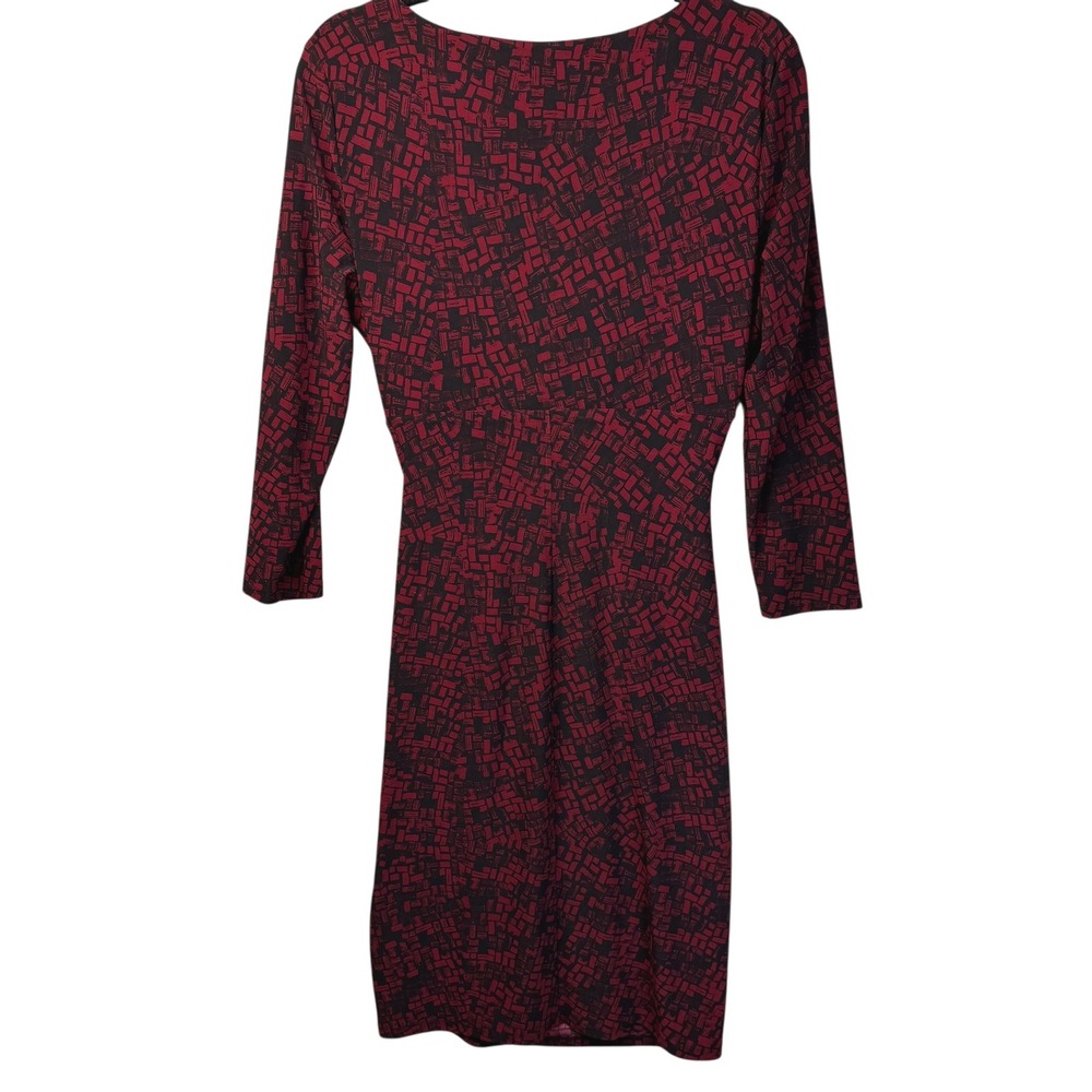 Ralph Lauren Dress 10 Red Black Geometric Print‎ 3/4 Sleeve Faux Wrap Career - Picture 9 of 16